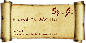 Szarvák Júlia névjegykártya